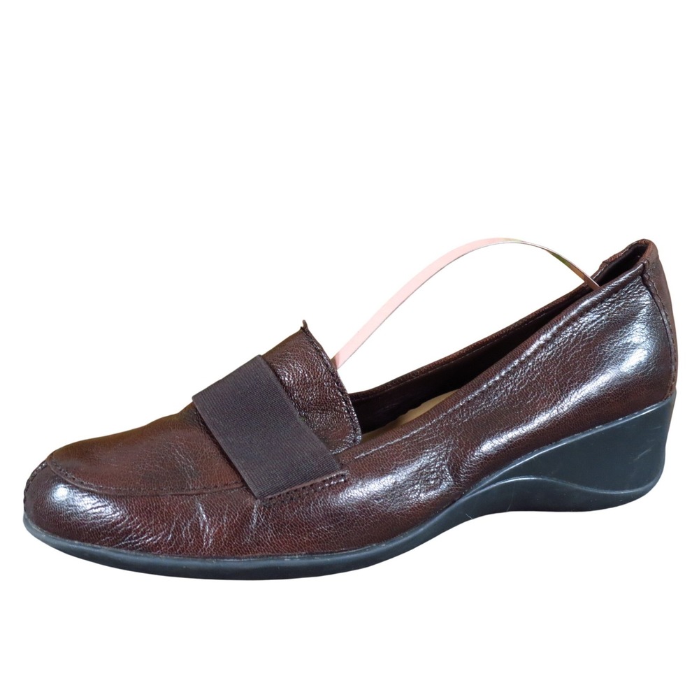 Naturalizer Ashley Women Wedge Loafer Size 8.5 Professional Work Brown‎ Leather